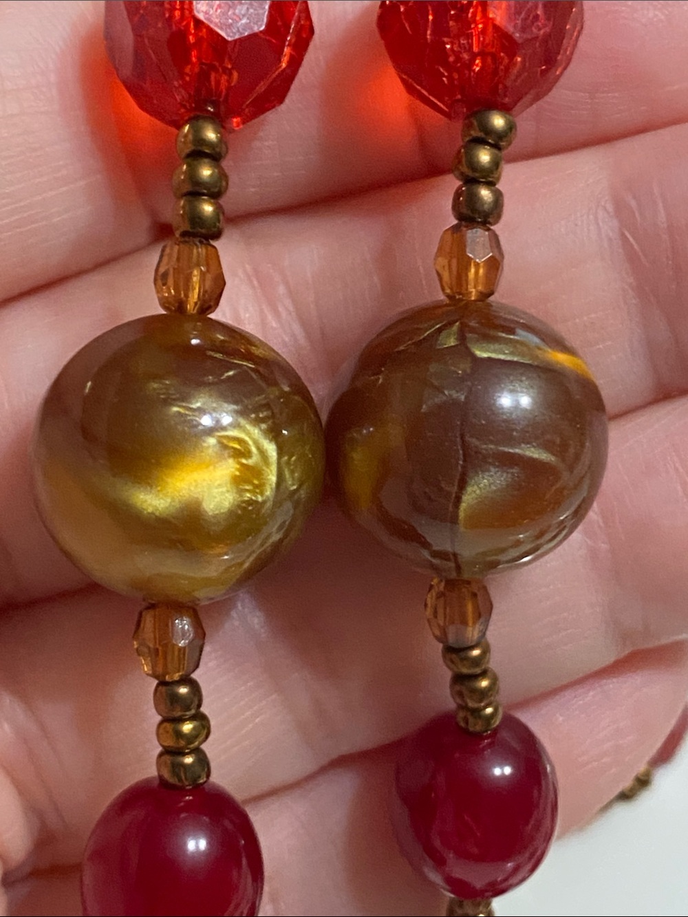Unbranded Red and Gold Multi-Bead Statement Necklace - Picture 5 of 6